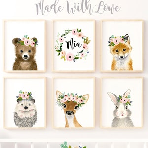 Woodland animal prints nursery sales
