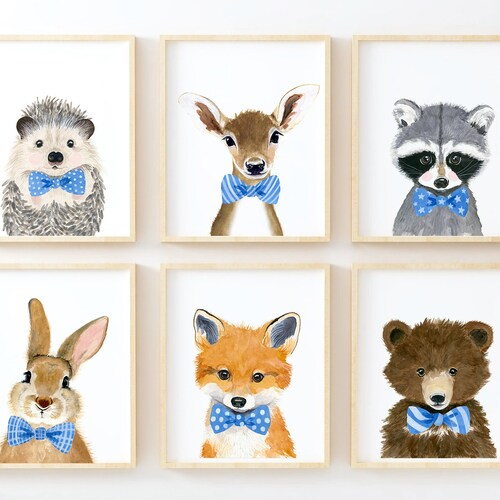 Woodland Nursery Decor Print Set 6 Woodland Nursery Prints Etsy
