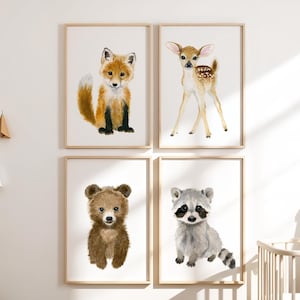 Woodland Nursery Prints Baby Room Decor, Woodland Nursery Wall Art Gift, Woodland Baby Animal Prints Kids Room Decor Woodland Baby Shower