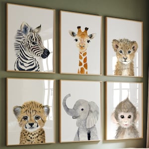 Safari Nursery Decor, Jungle Nursery Prints, Safari Nursery Art Print, Animal Art Elephant, Giraffe, Monkey, Cheetah, Lion, Zebra nursery