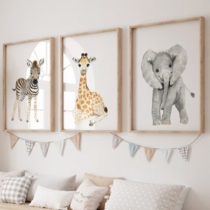 Safari Nursery decor, Nursery Prints Set 3, Safari Baby Shower, Baby Animal Prints, Jungle Animal Nursery, Nursery gift babyshower decor