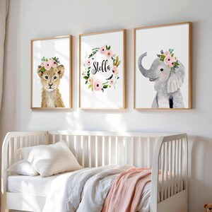 Safari Nursery decor, Safari nursery prints, Nursery wall art, Set of 3 Safari baby animal prints, original art prints , kids room decor,