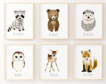 Woodland nursery decor, Nursery decor neutral nursery, rabbit, owl, fox, deer, raccoon, hedgehog, bear, woodland nursery art, nursery prints