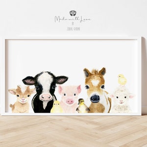 Farm Animal Nursery Decor, Farm Animals Canvas Pano Art, Pano Nursery Wall Art, Baby Girl, Baby Boy Nursery, Baby Room Decor, Farm Nursery