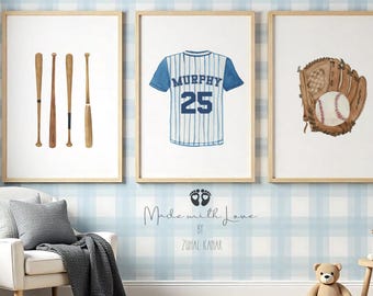 Baseball Personalized Prints, Baseball Prints, Boy Personalized Sports Wall Art, Baseball Print Set, Baseball Wall Art , Sport Nursery Decor
