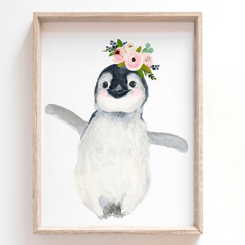 Penguin Nursery Art Arctic Animal Nursery Girl Nursery Baby Etsy
