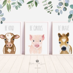 Farm nursery decor Farm animals prints Farm baby shower decor Animal Paintings, foal, baby shower gift, Nursery prints, neutral nursery