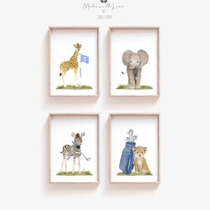 Golf Safari nursery decor golf safari nursery prints safari wall art baby animal printsgolf i baby shower nursery wall art golf cart