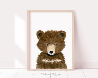 Woodland nursery  bear prints woodland baby shower decor nursery print bear nursery print Baby animal nursery prints, nursery wall art  bear