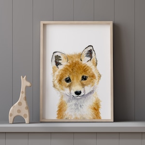 Nursery decor fox art  woodland nursery fox wall art Woodland baby shower gift,Playroom decor Kids Art Print, neutral nursery, baby boy gift