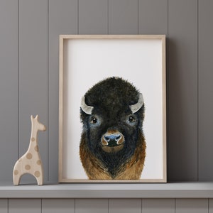 Bison Nursery Art Print, Buffalo Print, Bison Painting, Nursery Decor, Nursery Art, Nursery Wall Art, Kids Room Decor, Bison Poster Art gift