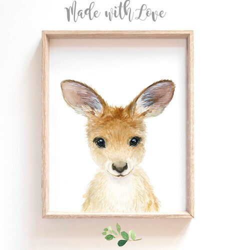 Animal Nursery Decor Baby Kangaroo Art Kangaroo Joey Print Etsy