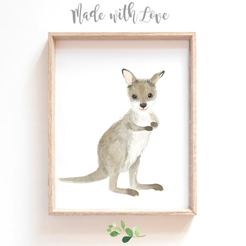 Animal Nursery Decor Baby Kangaroo Art Kangaroo Joey Print Etsy