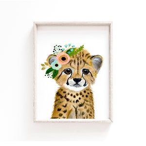 Nursery safari babies, cheetah cub, Animal Paintings, watercolor cheetah , Kids poster, nursery decor, baby shower gift