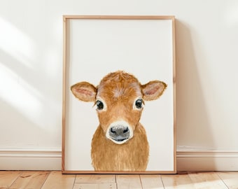 Watercolor cow print, Farm nursery cow decor, cow painting decor, Baby Boy cow painting nursery, Cow art prints, Gender Neutral Nursery
