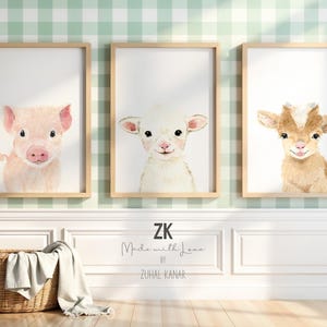 Watercolor lamb print, personalized nursery, farm nursery, lamb decor, farm animal lamb print, Neutral Nursery Prints, Baby Shower Gift image 5