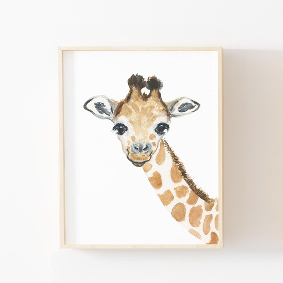 Kids Wall D\u00e9cor,Animal Painting,Giraffe Art Giraffe Nursery print