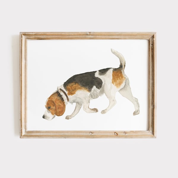 Beagle Watercolor Art Print, Dog Painting, Beagle Hunting Painting, Hunting Nursery Art, Duck Nursery, Hunting Dog Art, Beagle Dog Painting