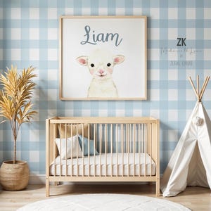 Watercolor lamb print, personalized nursery, farm nursery, lamb decor, farm animal lamb print, Neutral Nursery Prints, Baby Shower Gift image 1