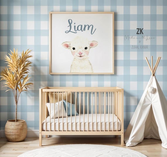 Watercolor lamb print, personalized nursery, farm nursery, lamb decor,  farm animal lamb print, Neutral Nursery Prints, Baby Shower Gift