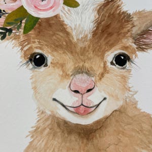 Farm Animal Nursery Prints, Floral Crowned Baby Animals, Set of 6 image 10