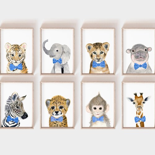 Baby Animal Prints Nursery Print Set 8 Safari Nursery Art Etsy