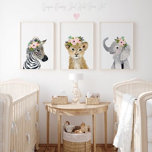 Safari Nursery Decor, Jungle Nurser Prints, Elephant, Lion, Zebra ...