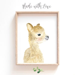 Watercolor baby Llama alpaca, Llama painting, LLama nursery, Animal Paintings, alpaca, watercolor animals, farm animals, baby shower gift,
