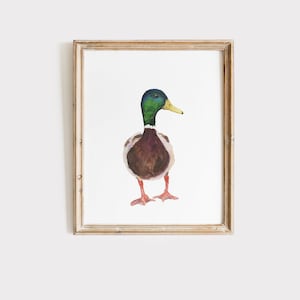 Watercolor Mallard Duck Art, Mallard Duck Nursery, Duck Nursery Print, Hunting nursery, Farm Nursery, Giclee Art Print, Gift Duck Wall Art,