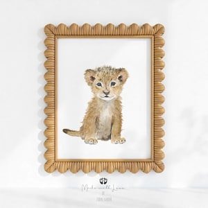 Nursery safari prints, lion cub print, Animal Paintings, Safari nursery decor girl lion painting, nursery wall art, gender neutral nursery