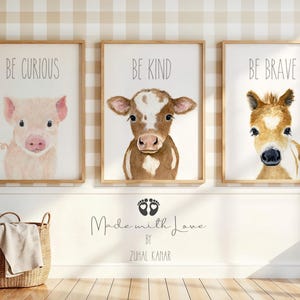 Farm nursery decor Farm animals prints Farm baby shower decor Animal Paintings, foal, baby shower gift, Nursery prints, neutral nursery