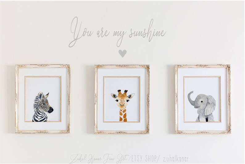 Safari Nursery Prints set of 3 Prints Safari Nursery Decor Etsy