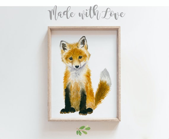 Fox Painting Nursery Animal Paintings Fox Childrens Wall Etsy