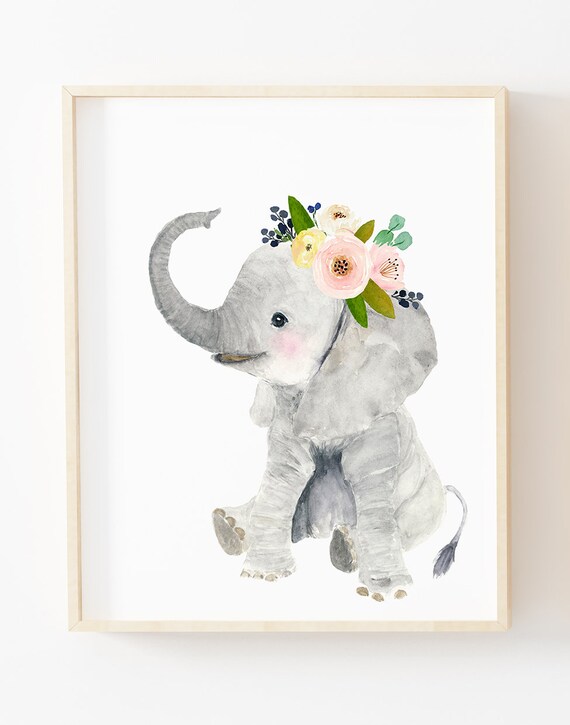 Safari Babies Elephant, Animal Paintings,safari Nursery Art, Baby