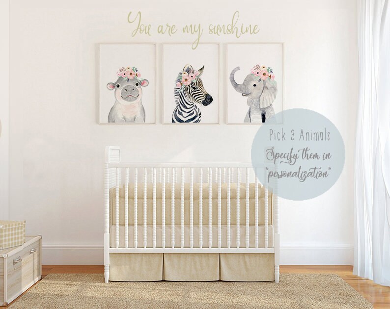 elephant nursery decor baby nippo nursery print Safari nursery art zenra nursery wall art jungle nursery prints,baby girl nursery prints