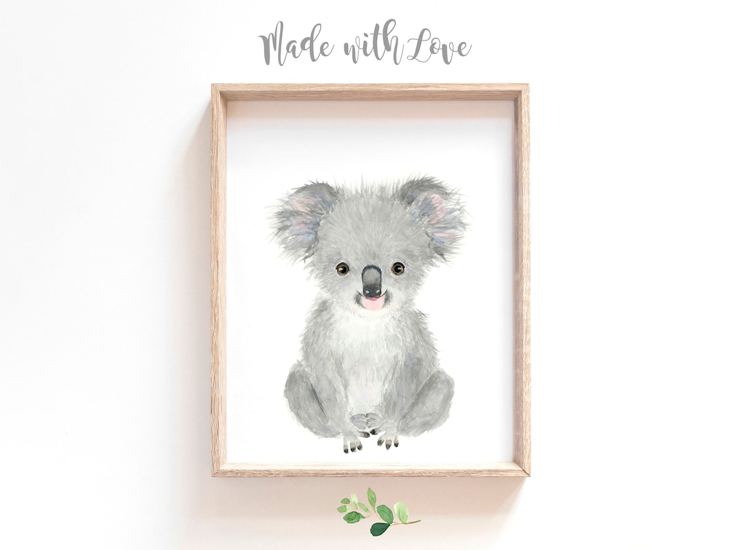 Baby Koala Nursery Print, Australian Animals Nursery Decor, Baby Animal