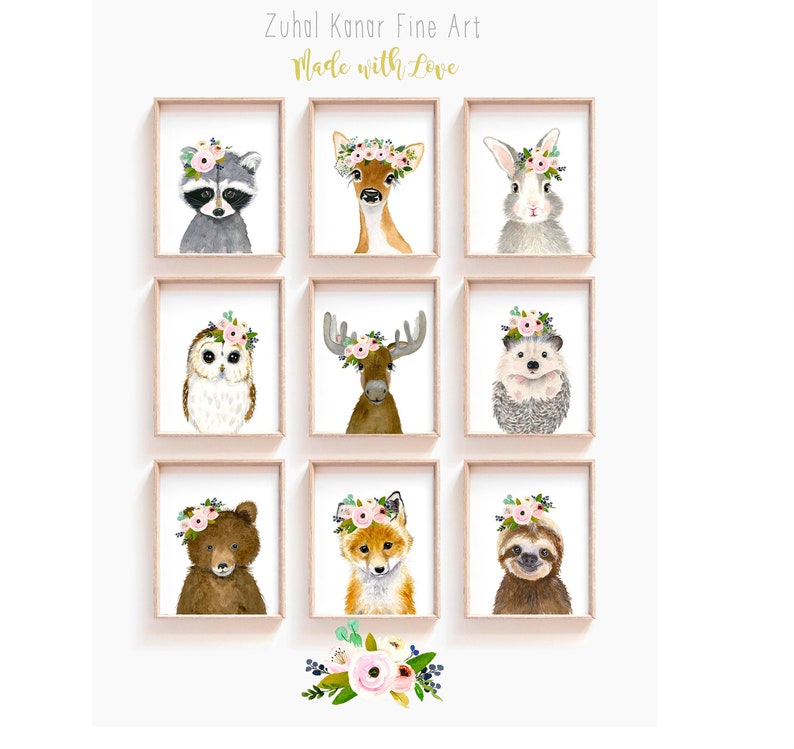 Woodland Nursery Decor Woodland Animals Prints Girls Room Etsy