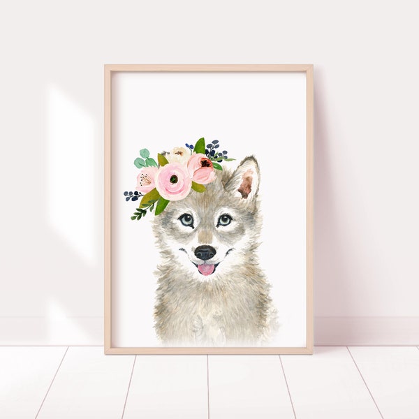 Wolf Nursery Print, Woodland wolf decor, Baby wolf paintings, Wolf cub Nursery Gift boy, Woodland Nursery Wall Decor, Wolf art wall decor