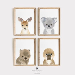 Australian animals nursery, Nursery Prints, koala, kangaroo, wombat, neutral nursery, nursery decor ,Nursery animal prints, baby shower