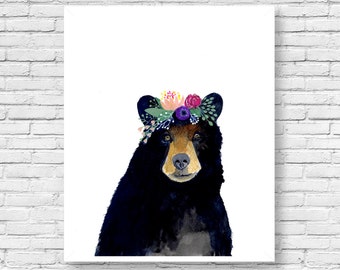 Watercolor Bear, Woodland Nursery Art, Set of Prints, Animal Paintings, Animal Wall Art, Childrens Wall Decor, Kids Art Print, woodland