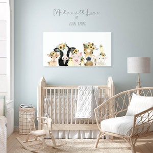 Farm Animal Watercolor Nursery Print, Baby Room Decor image 10