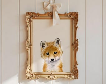 Fox Nursery Print, Watercolor Woodland Animal Art