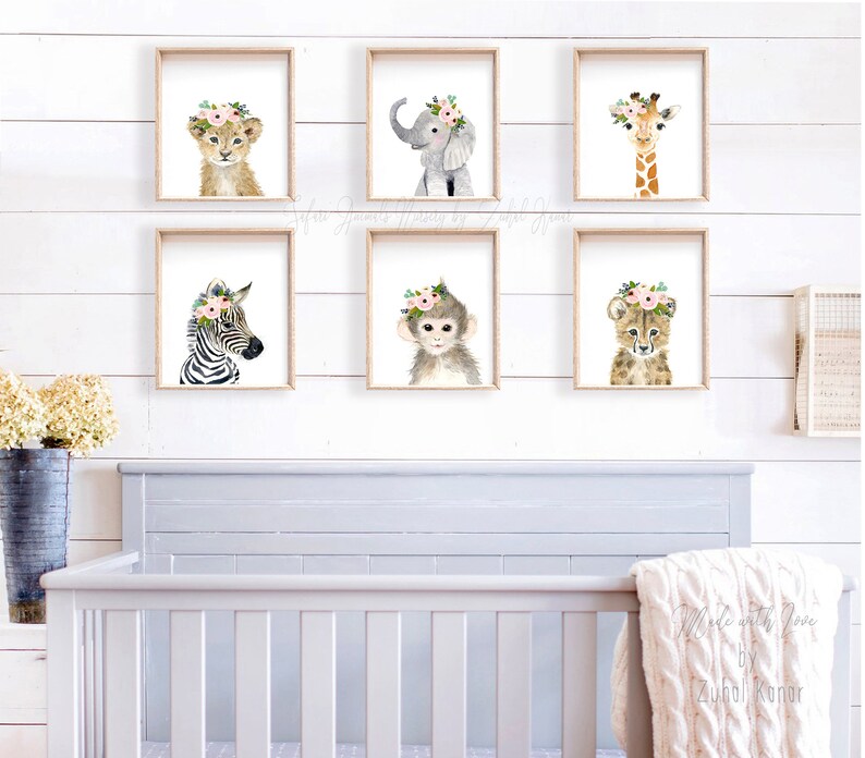Safari Nursery Decor Girl Nursery Wall Art Safari Nursery | Etsy