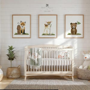 Woodland Animals Golf Nursery Prints, Baby Animals Sports Art image 4