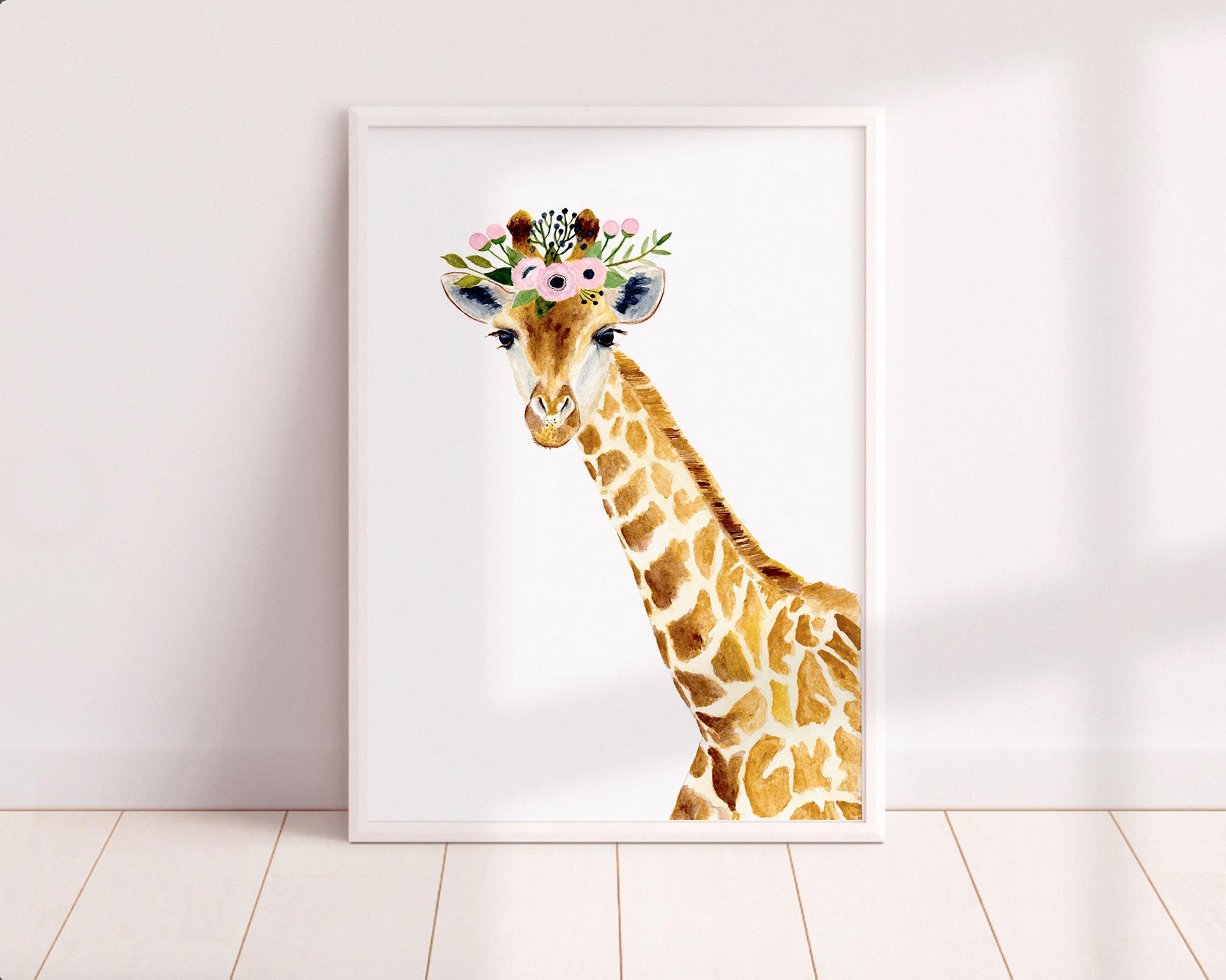 キリンの親子　水彩画　自己流　動物好き ee655516354ea20c76c1ace43ab7d5