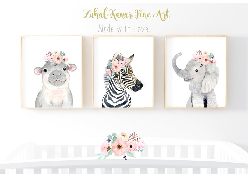 elephant nursery decor baby nippo nursery print Safari nursery art zenra nursery wall art jungle nursery prints,baby girl nursery prints
