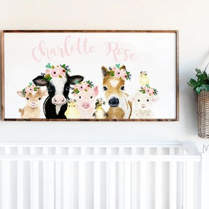 Farm Animal Watercolor Nursery Print, Baby Room Decor image 4