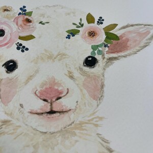 Farm Animal Nursery Prints, Floral Crowned Baby Animals, Set of 6 image 7