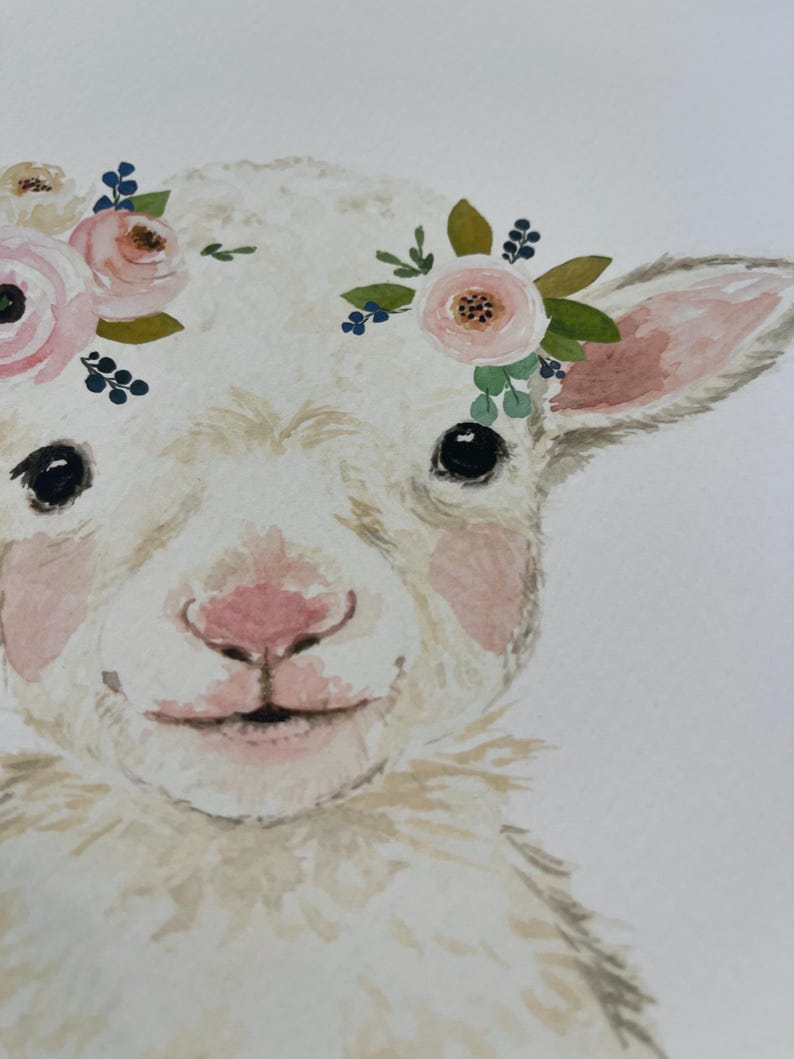 Farm Animal Nursery Prints, Floral Crowned Baby Animals, Set of 6 image 7