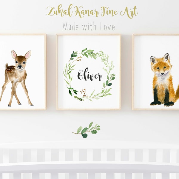 Woodland nursery prints, nursery wall art  Woodland nursery decor Woodland nursery prints woodland baby shower animal print nursery decor